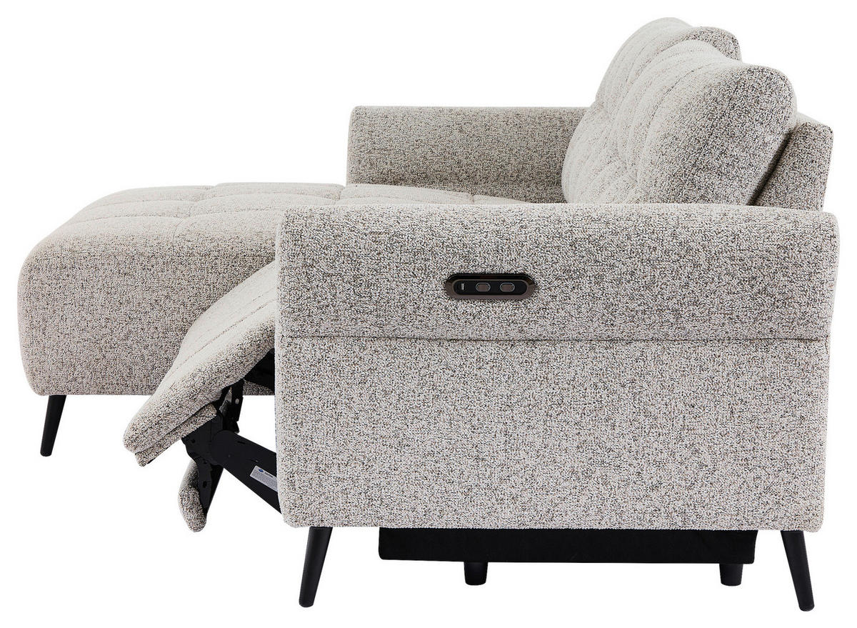 ECKSOFA in Webstoff Grau  156/220 cm  - Grau/Nickelfarben, Design, Textil/Metall (156/220cm) - Carryhome