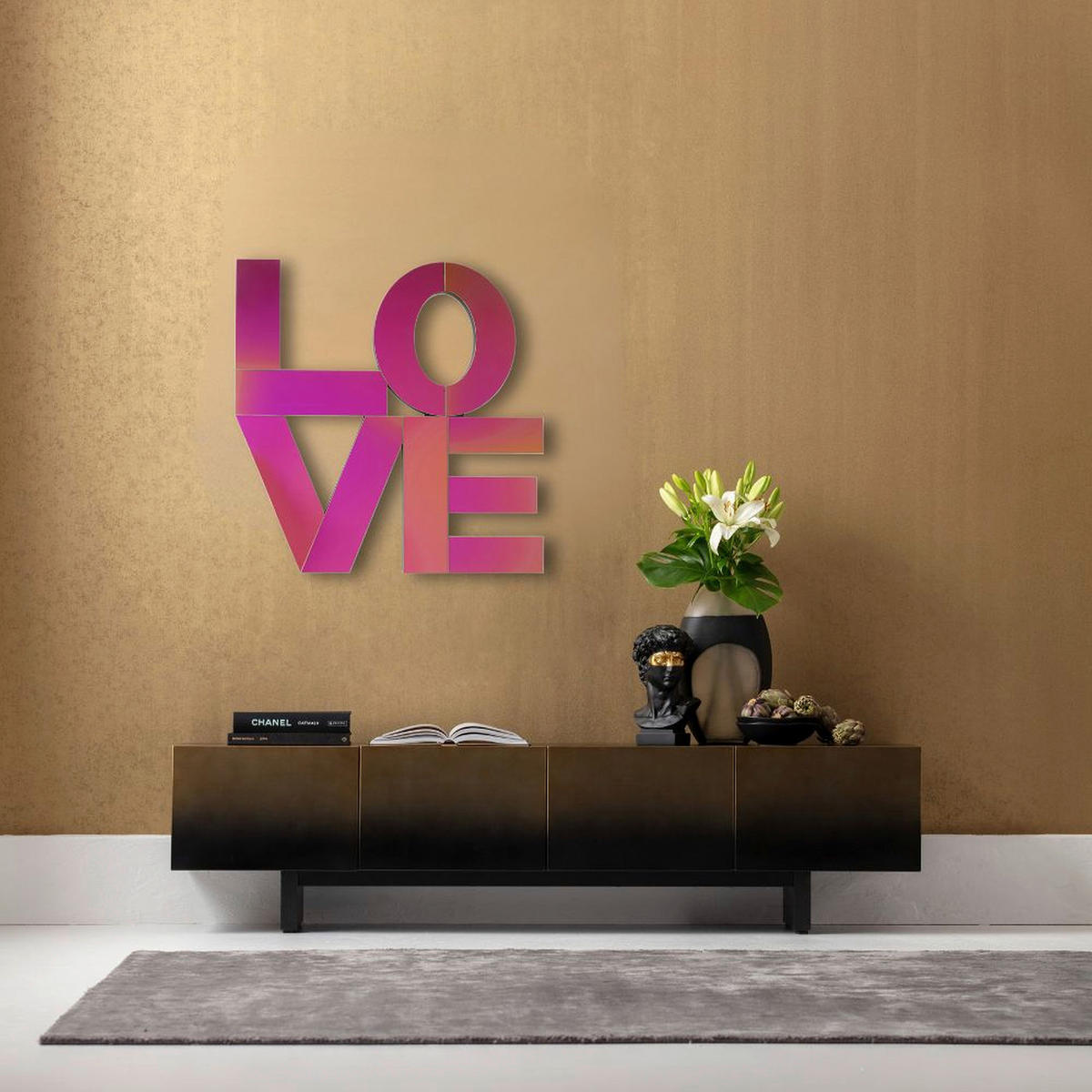 WANDDEKO Glas, Holzwerkstoff  - Pink/Orange, Design, Glas/Holzwerkstoff (90/90/2cm) - Kare-Design