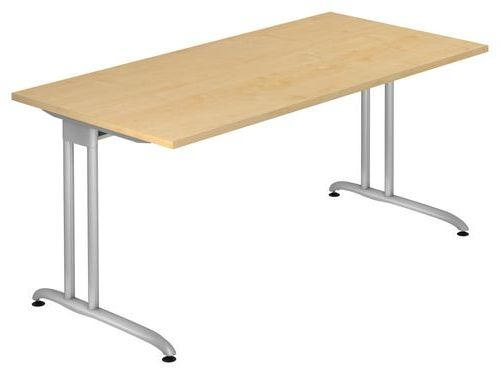 SCHREIBTISCH 160/80/72 cm in Ahornfarben - Silberfarben/Ahornfarben, KONVENTIONELL, Metall (160/80/72cm) - Venda