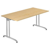 SCHREIBTISCH 160/80/72 cm  in Ahornfarben  - Silberfarben/Ahornfarben, KONVENTIONELL, Holzwerkstoff/Metall (160/80/72cm) - Venda