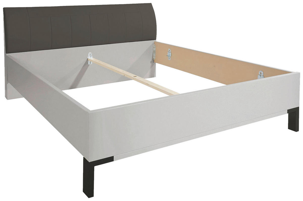 BETT 180/200 cm,  in Braun, Grau, gepolstertes Kopfteil,  - Schieferfarben/Braun, KONVENTIONELL, Textil (180/200cm) - Dieter Knoll
