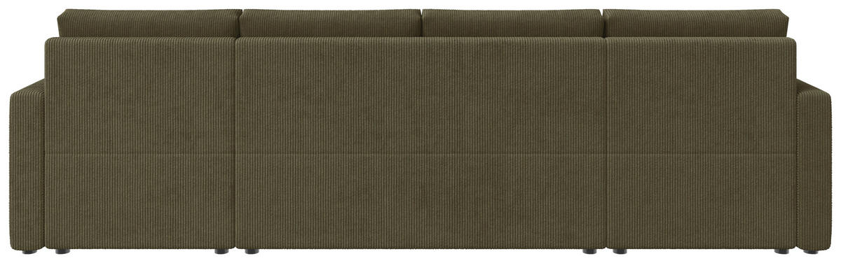 WOHNLANDSCHAFT Olivgrün Cord  - Schwarz/Olivgrün, KONVENTIONELL, Kunststoff/Textil (152/290/152cm) - Ti'me