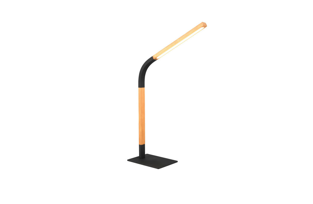 STOLNÁ LED LAMPA, SwitchDim stmievač,  - čierna/prírodná farba, Basics, kov/drevo (73,5/18/38cm)