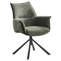 ARMLEHNSTUHL  in Stahl Chenille, Flachgewebe  - Schwarz/Olivgrün, Design, Textil/Metall (67/87/65cm) - Novel