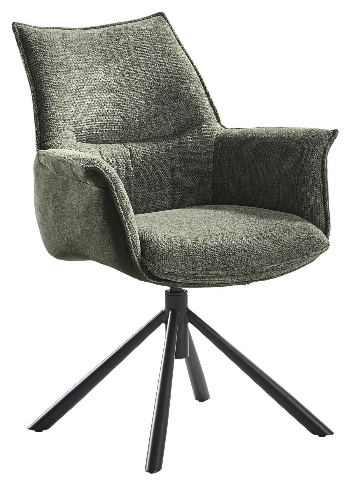 ARMLEHNSTUHL  in Stahl Chenille, Flachgewebe  - Schwarz/Olivgrün, Design, Textil/Metall (67/87/65cm) - Novel