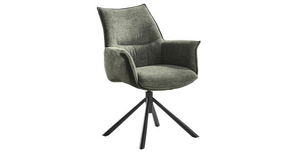 ARMLEHNSTUHL  in Stahl Chenille, Flachgewebe  - Schwarz/Olivgrün, Design, Textil/Metall (67/87/65cm) - Novel