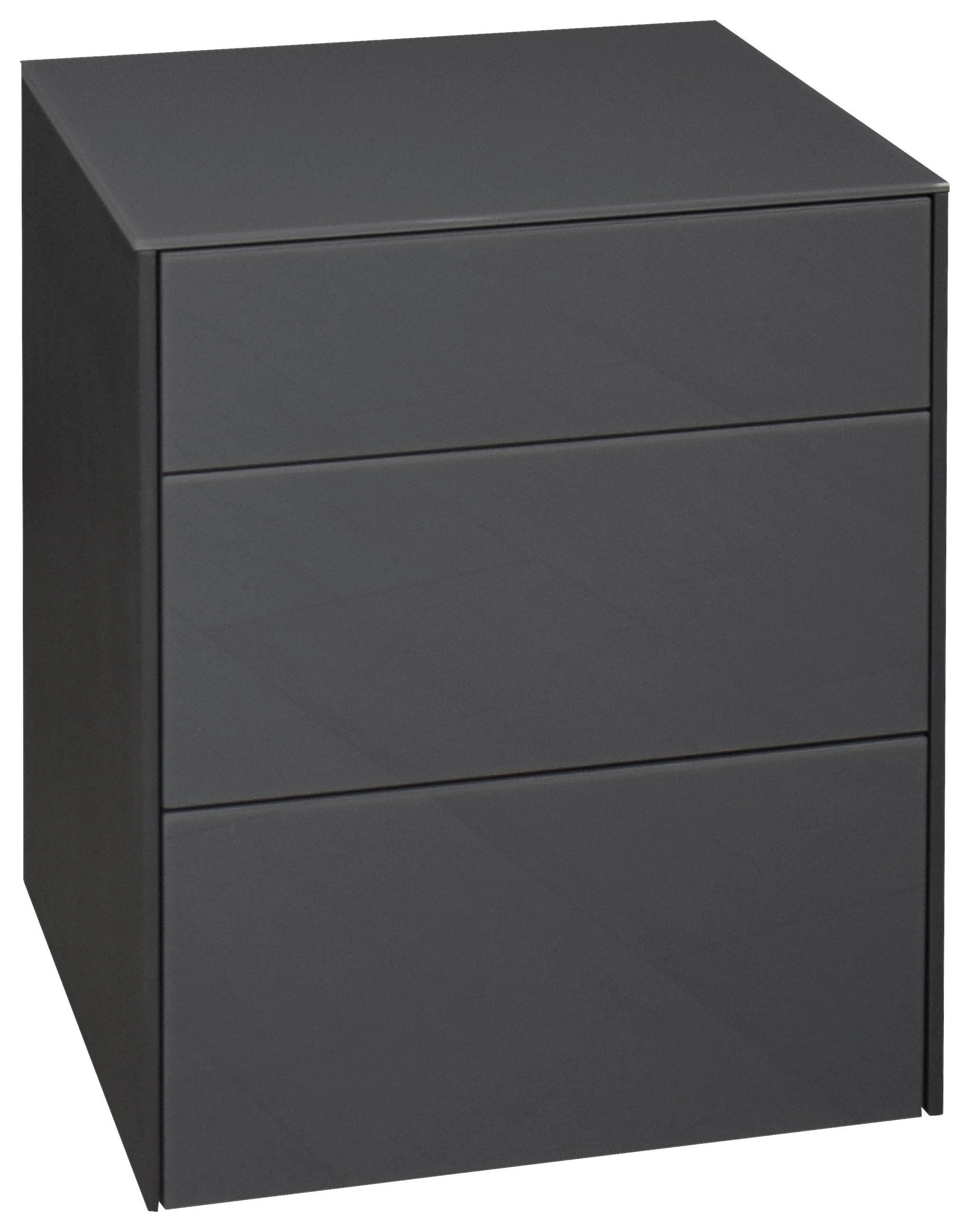 NACHTSCHRANK 52/63/42 cm  - Anthrazit/Schwarz, Design, Glas/Holzwerkstoff (52/63/42cm) - Novel