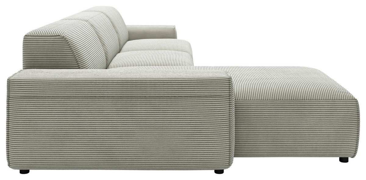 ECKSOFA in Cord Grauweiss  - Schwarz/Grauweiss, Design, Kunststoff/Textil (189/300cm) - Pure Home Lifestyle