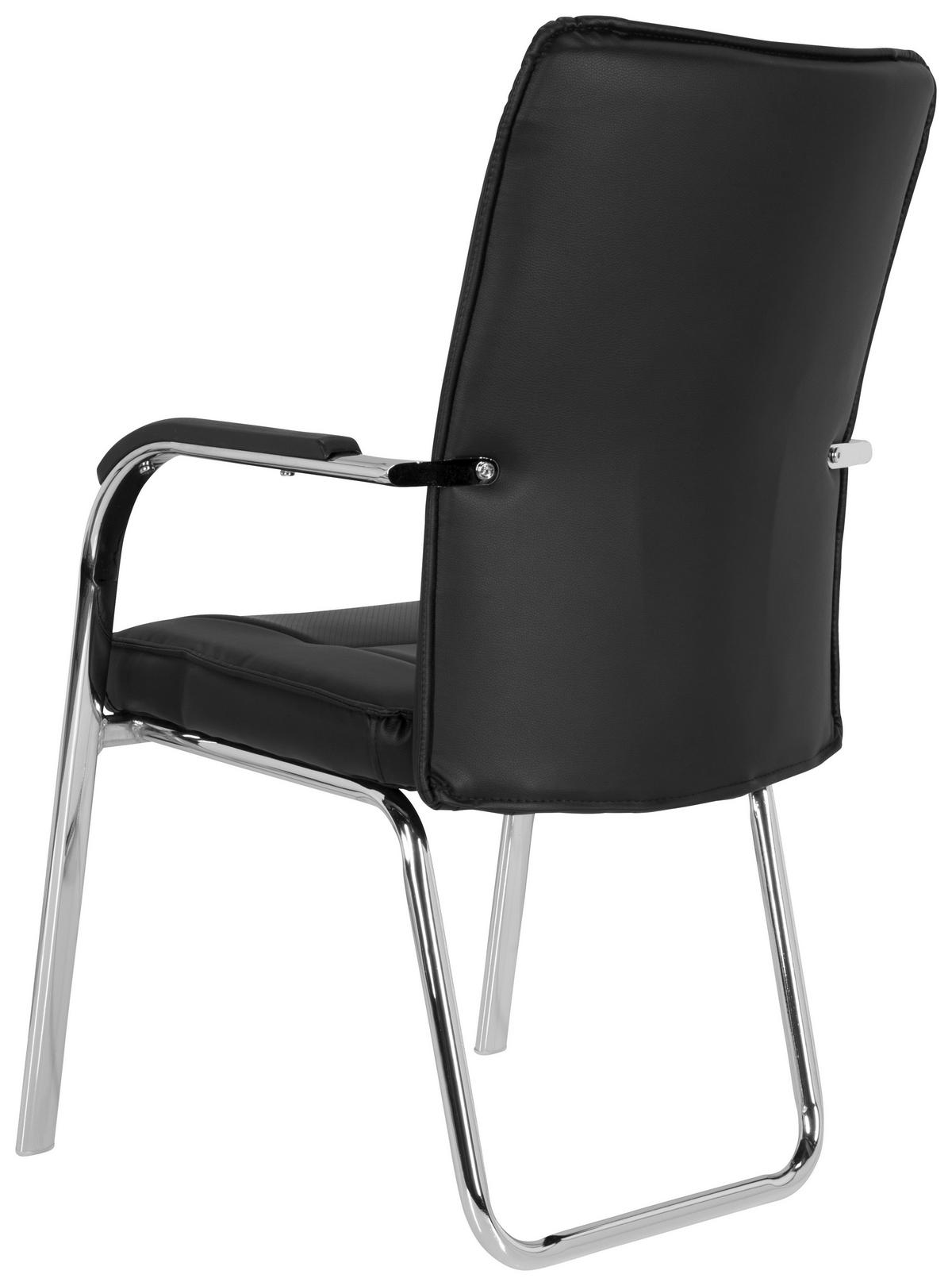 BESUCHERSTUHL  in Lederlook Schwarz  - Chromfarben/Schwarz, MODERN, Textil/Metall (55/94/44cm) - MID.YOU