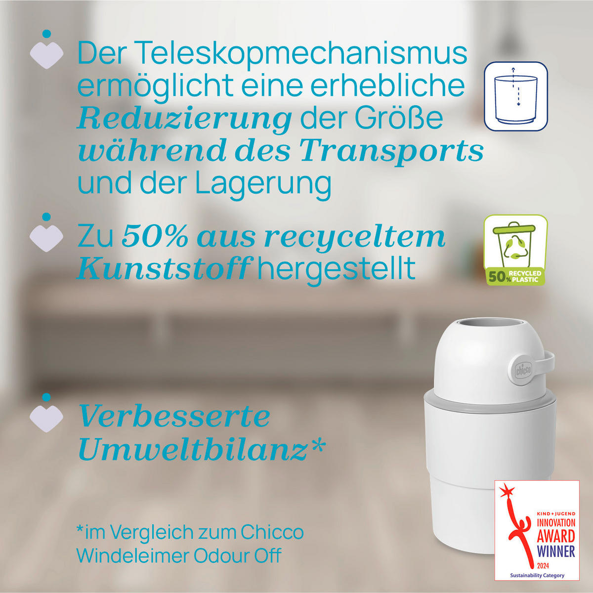 WINDELEIMER - Weiß, Basics, Kunststoff (28,5/48/28,5cm) - Chicco