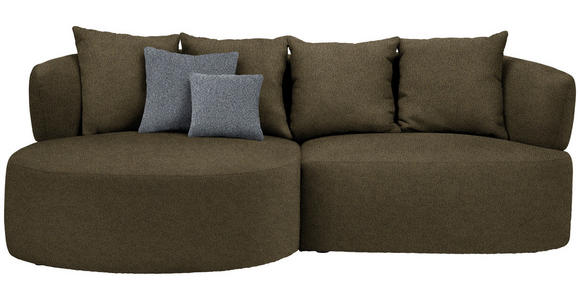 ECKSOFA in Bouclé Olivgrün  - Schwarz/Olivgrün, MODERN, Kunststoff/Textil (166/235cm) - Hom`in