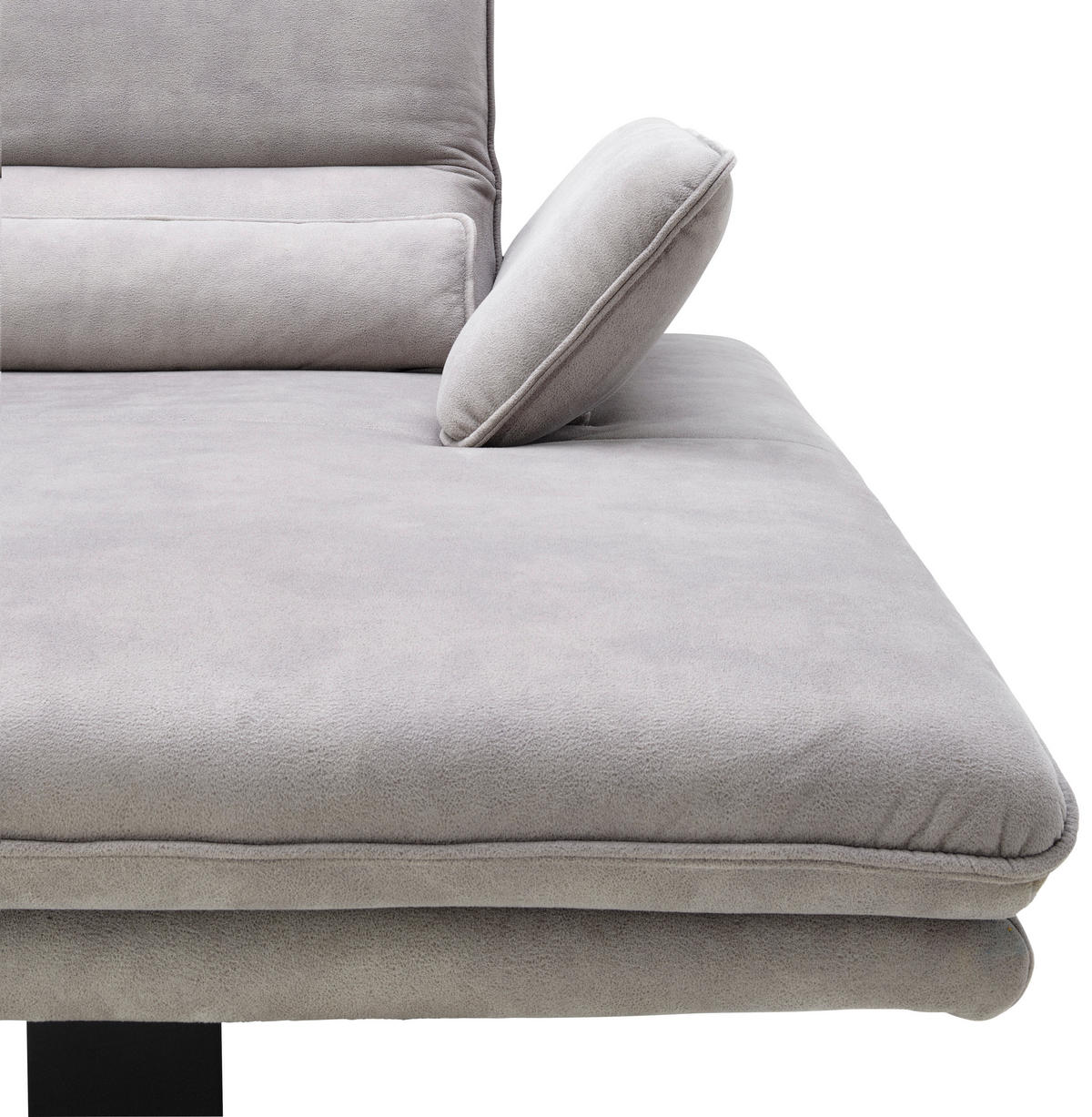 ECKSOFA Grau Mikrofaser  - Schwarz/Grau, Design, Textil/Metall (291/164cm) - Chilliano