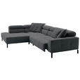 ECKSOFA in Feincord Anthrazit 219/311 cm - Anthrazit/Schwarz, KONVENTIONELL, Textil/Metall (219/311cm) - Hom`in