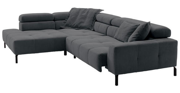 ECKSOFA in Feincord Anthrazit 219/311 cm - Anthrazit/Schwarz, KONVENTIONELL, Textil/Metall (219/311cm) - Hom`in
