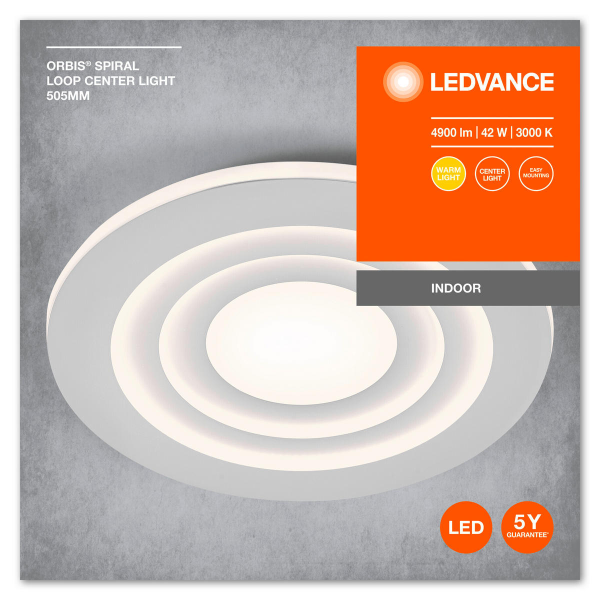 LED-DECKENLEUCHTE 50,5/6 cm   - Weiß, Basics, Metall (50,5/6cm) - Ledvance