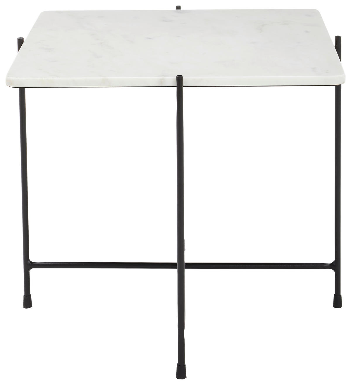 COUCHTISCH 50/50/45 cm quadratisch Weiß, Schwarz  - Schwarz/Weiß, Design, Stein/Metall (50/50/45cm) - Livetastic