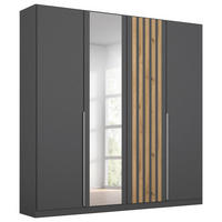 OMARA S KLASIČNIMI VRATI, siva, hrast artisan  - siva/barve aluminija, Moderno, kovina/leseni material (181/210/54cm) - Modern Living