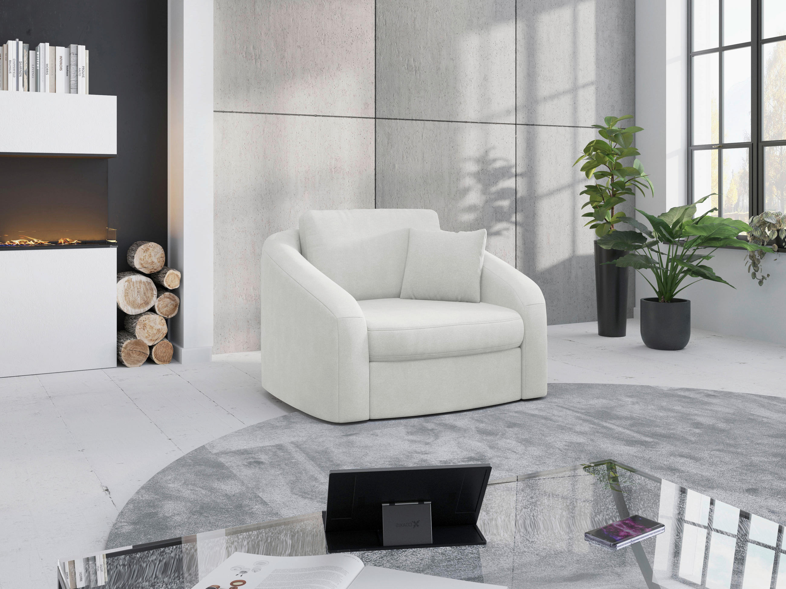 SESSEL in Mikrofaser Weiß  - Schwarz/Weiß, MODERN, Kunststoff/Textil (116/88/104cm) - Sit & More