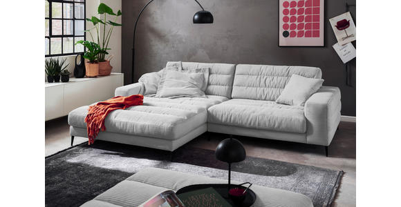 ECKSOFA Grau Cord - Schwarz/Grau, Design, Textil/Metall (207/296cm) - Dieter Knoll