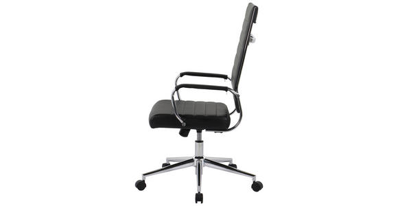 DREHSTUHL Schwarz, Chromfarben - Chromfarben/Schwarz, KONVENTIONELL, Leder/Kunststoff (63,5/103/112.5/55,5cm) - Venda