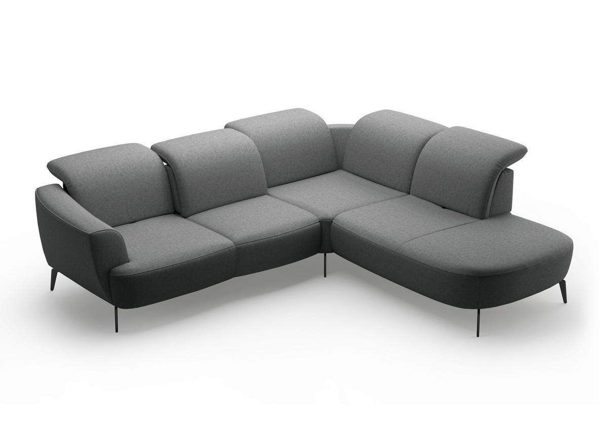 ECKSOFA in Flachgewebe Dunkelgrau  300/267 cm  - Dunkelgrau/Schwarz, KONVENTIONELL, Textil/Metall (300/267cm) - Sit & More