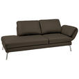 RÉCAMIERE in Echtleder Olivgrün  - Chromfarben/Olivgrün, Design, Leder/Metall (209/85-109/95-16cm) - Dieter Knoll