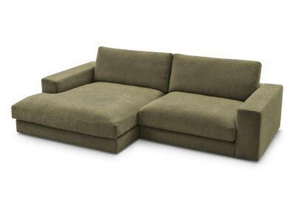 ECKSOFA Ottomane links  LEONARD Grün Struktur  - Schwarz/Grün, MODERN, Kunststoff/Textil (159/234cm)