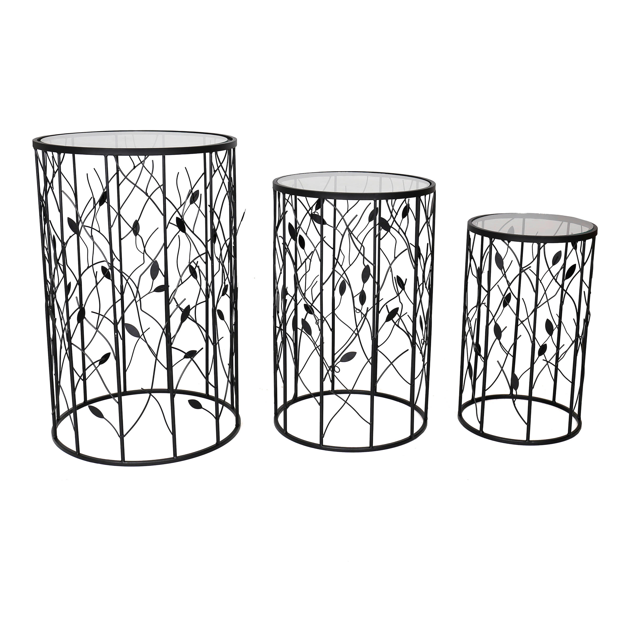 Masă Auxiliară din metal, sticlă,  - negru, Basics, sticlă/metal - Ambia Home