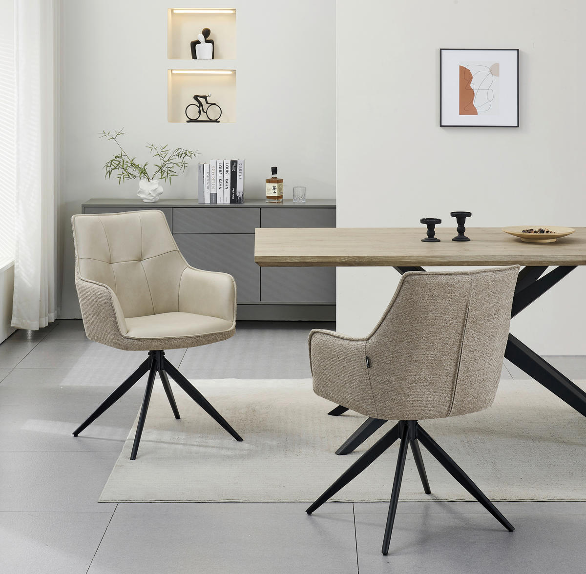 STOLICA S NASLONOM ZA RUKE  crna, taupe  drvo, metal, tekstil      - crna/taupe, Moderno, drvo/metal (58/87/61,5cm) - Livetastic