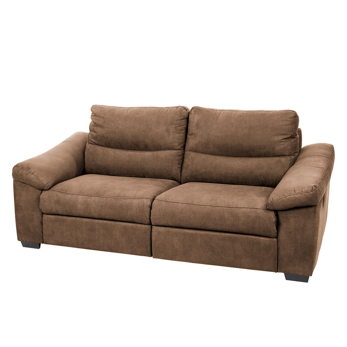2,5-SITZER Flachgewebe Braun  - Schwarz/Braun, Design, Holz/Textil (214/97/97cm) - Livetastic