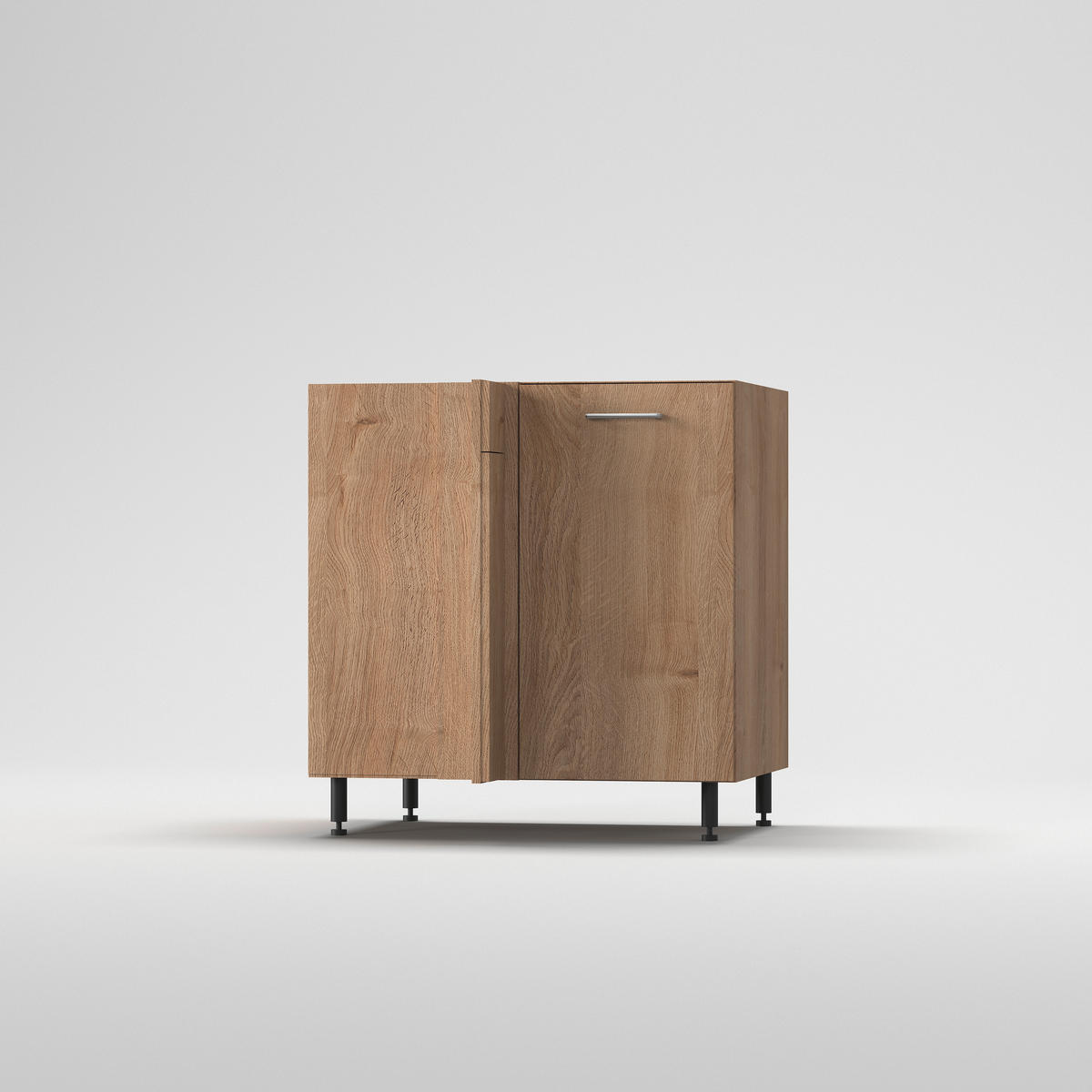 Sarok alsószekrény mosogatóhoz - tölgyfa, Basics, fa/fém (100/115/87/58/65cm) - Carryhome