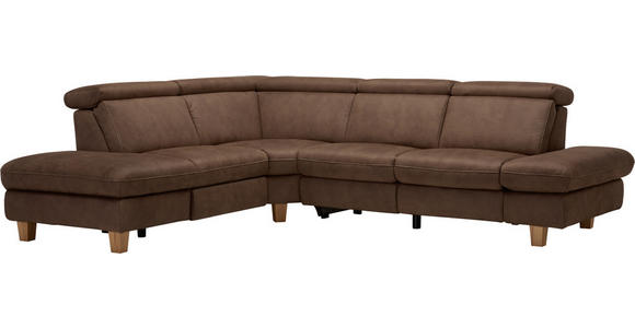 ECKSOFA in Dunkelbraun  - Dunkelbraun/Beige, LIFESTYLE, Holz/Textil (242/271cm) - Cantus