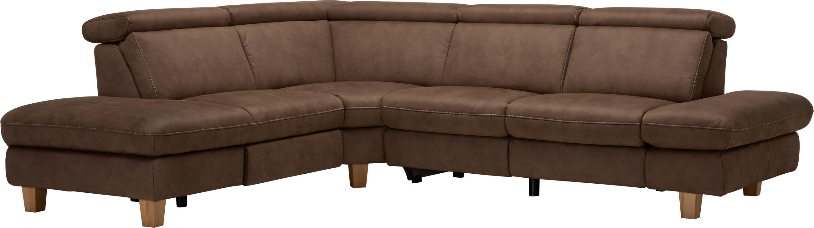 ECKSOFA in Mikrofaser Dunkelbraun  271/239 cm  - Dunkelbraun/Beige, LIFESTYLE, Holz/Textil (271/239cm) - Cantus