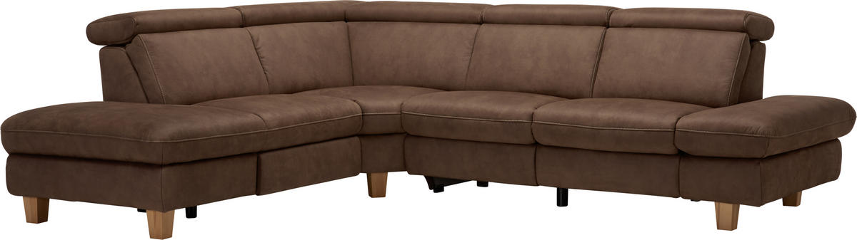 ECKSOFA in Mikrofaser Dunkelbraun  271/239 cm  - Dunkelbraun/Beige, LIFESTYLE, Holz/Textil (271/239cm) - Cantus