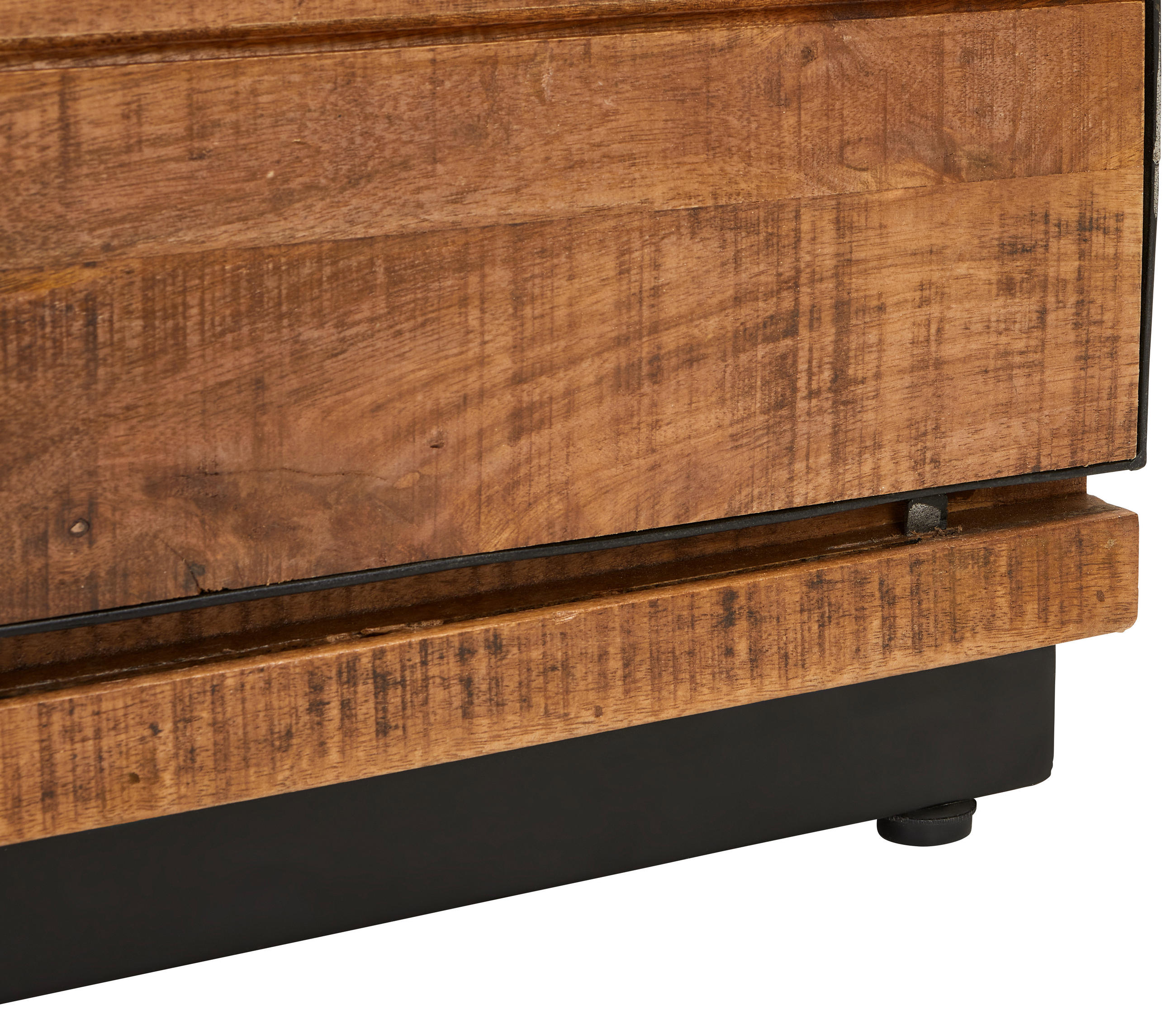 Thumbnail - Livetastic Highboard Lusaka, Braun, Schwarz, Holz, Metall, Mangoholz, massiv, Holz, 1 Fächer, 6 Schubladen, 90x130x40 cm...