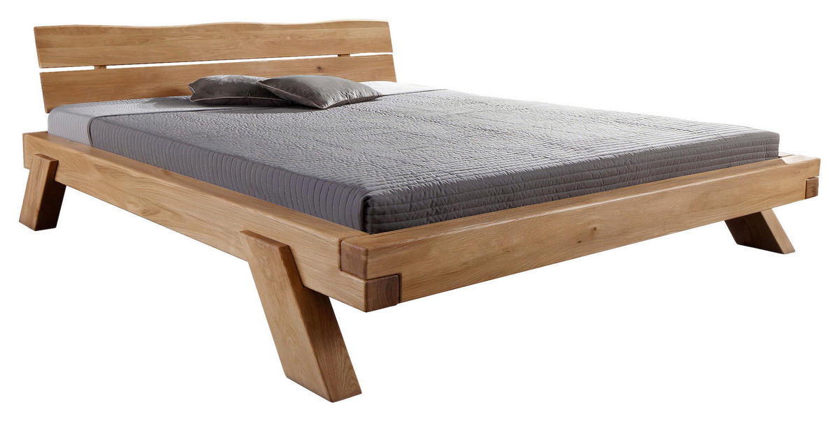 BALKENBETT - Wildeiche, MODERN, Holz (200/200cm) - Livetastic