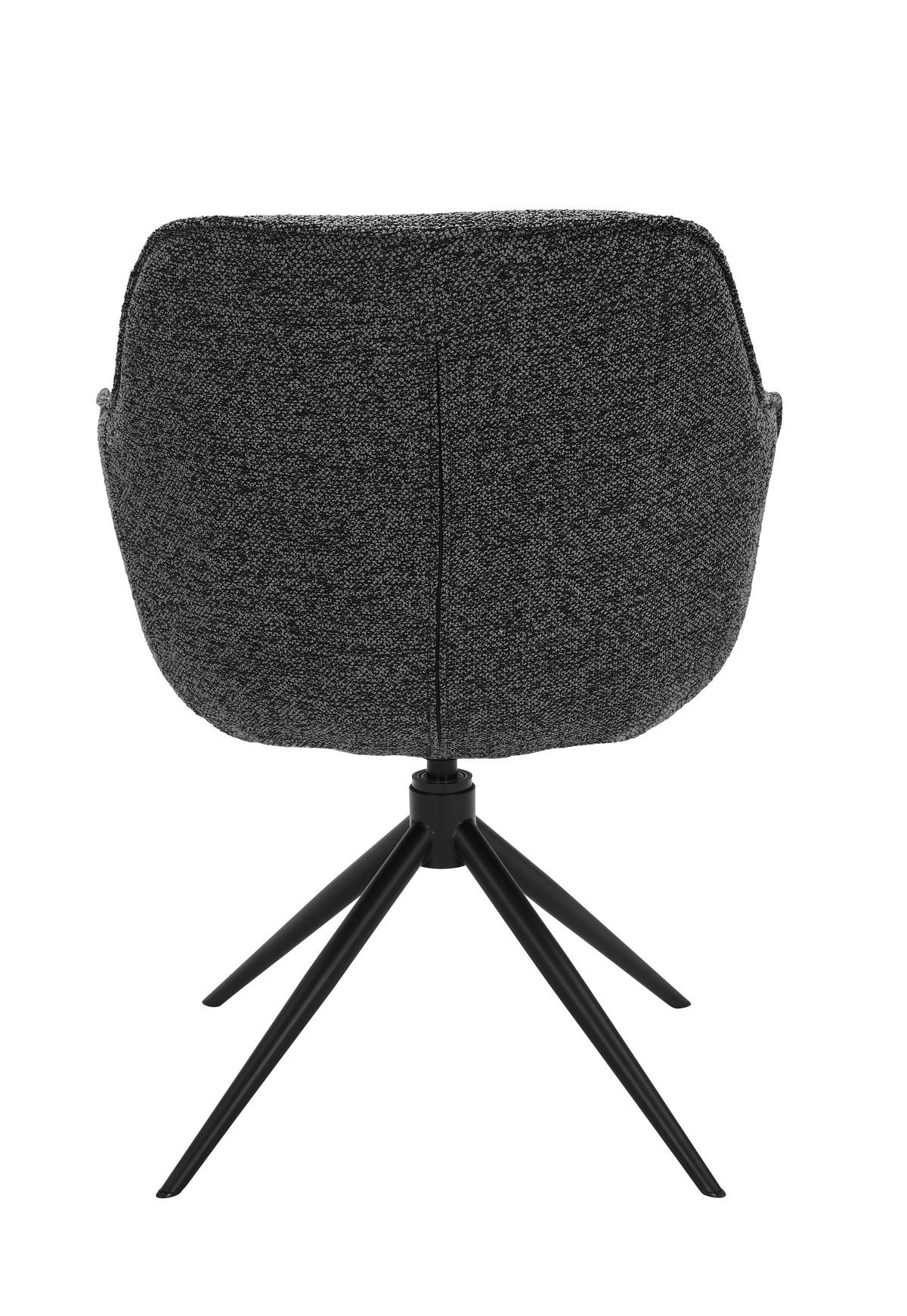 ARMLEHNSTUHL  in Eisen Leinenoptik  - Anthrazit/Schwarz, Design, Textil/Metall (64/84/61cm) - Novel