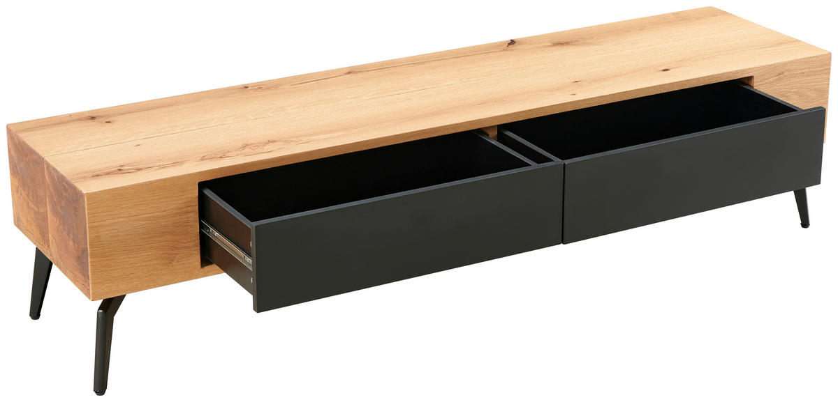 LOWBOARD  in 160/38/40 cm  - Schwarz/Naturfarben, Design, Holz/Metall (160/38/40cm) - Livetastic
