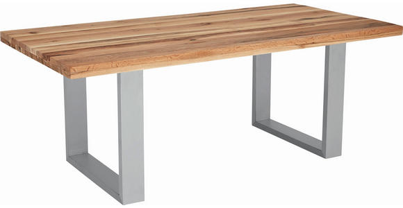 ESSTISCH in Holz, Metall 180/100/77 cm - Edelstahlfarben/Eichefarben, Design, Holz/Metall (180/100/77cm) - Novel