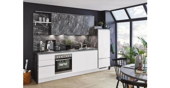 EINBAUKÜCHE FLORENZ/RIGA - Eichefarben/Grau, MODERN, Holzwerkstoff (288cm) - Vertico
