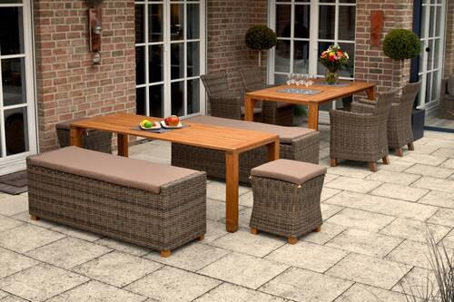 GARTENBANK 136/48/47 cm  in Akaziefarben  - Akaziefarben/Cappuccino, KONVENTIONELL, Holz/Kunststoff (136/48/47cm) - Gardenson