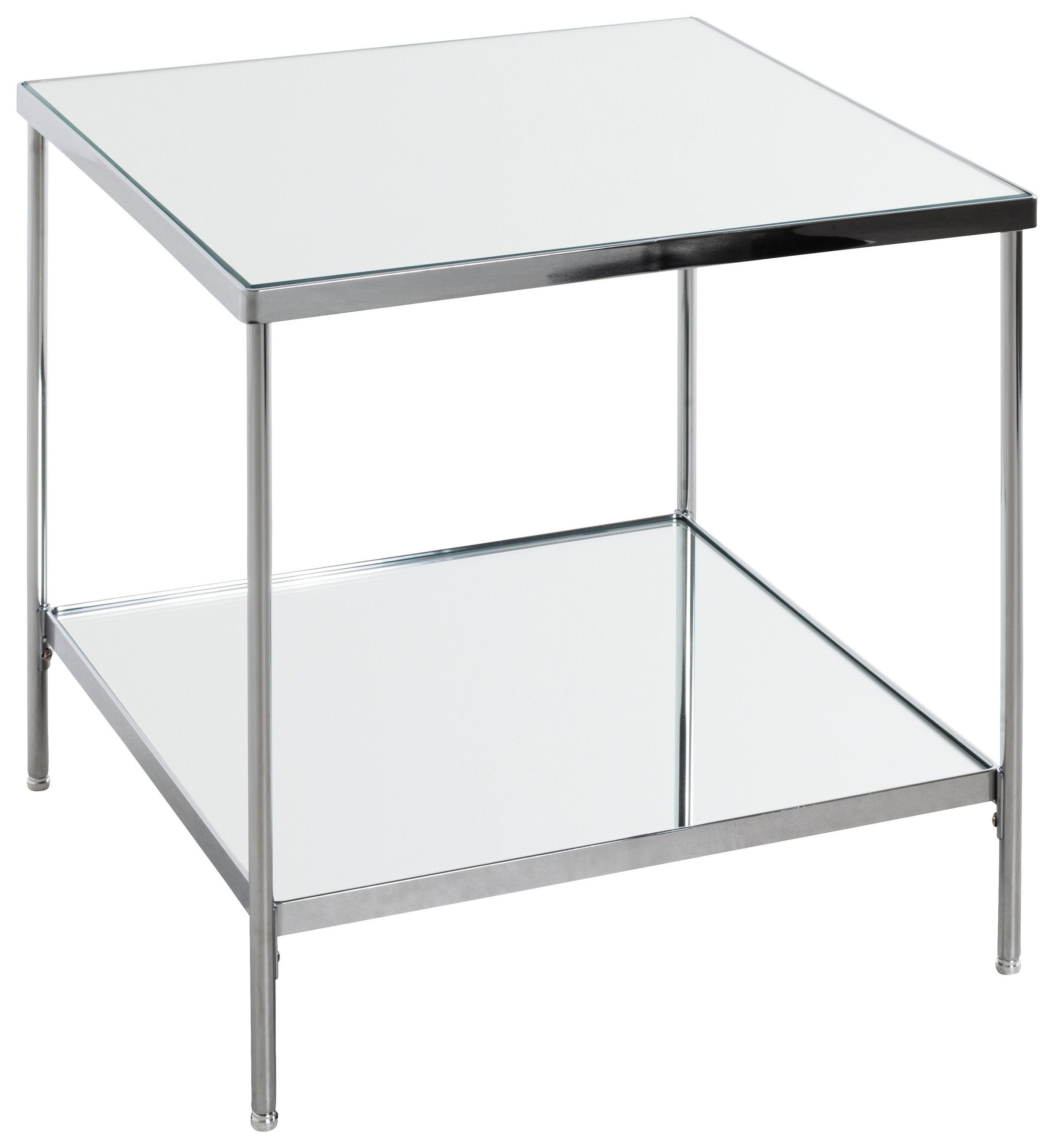 BEISTELLTISCH in Metall, Glas 45/45/46 cm  - Chromfarben, Trend, Glas/Metall (45/45/46cm)