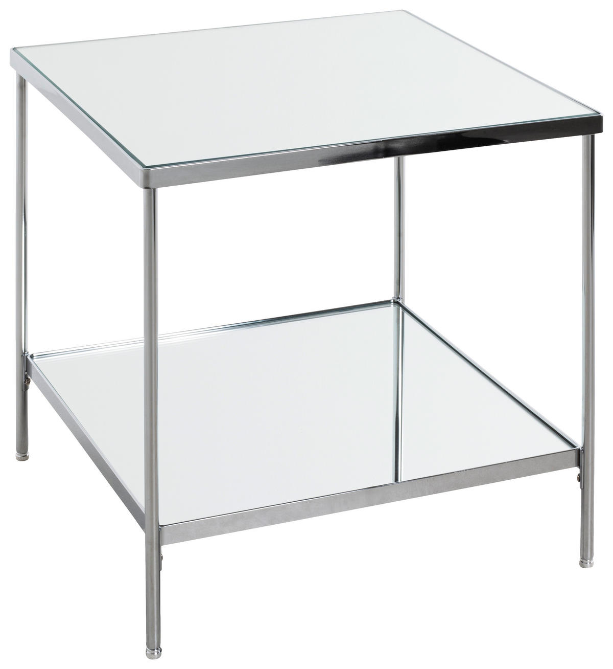 BEISTELLTISCH 45/45/46 cm Chromfarben quadratisch  - Chromfarben, Trend, Glas/Metall (45/45/46cm)