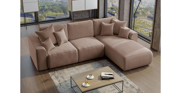 ECKSOFA Taupe Lederlook - Taupe/Chromfarben, KONVENTIONELL, Kunststoff/Textil (293/195cm) - Carryhome