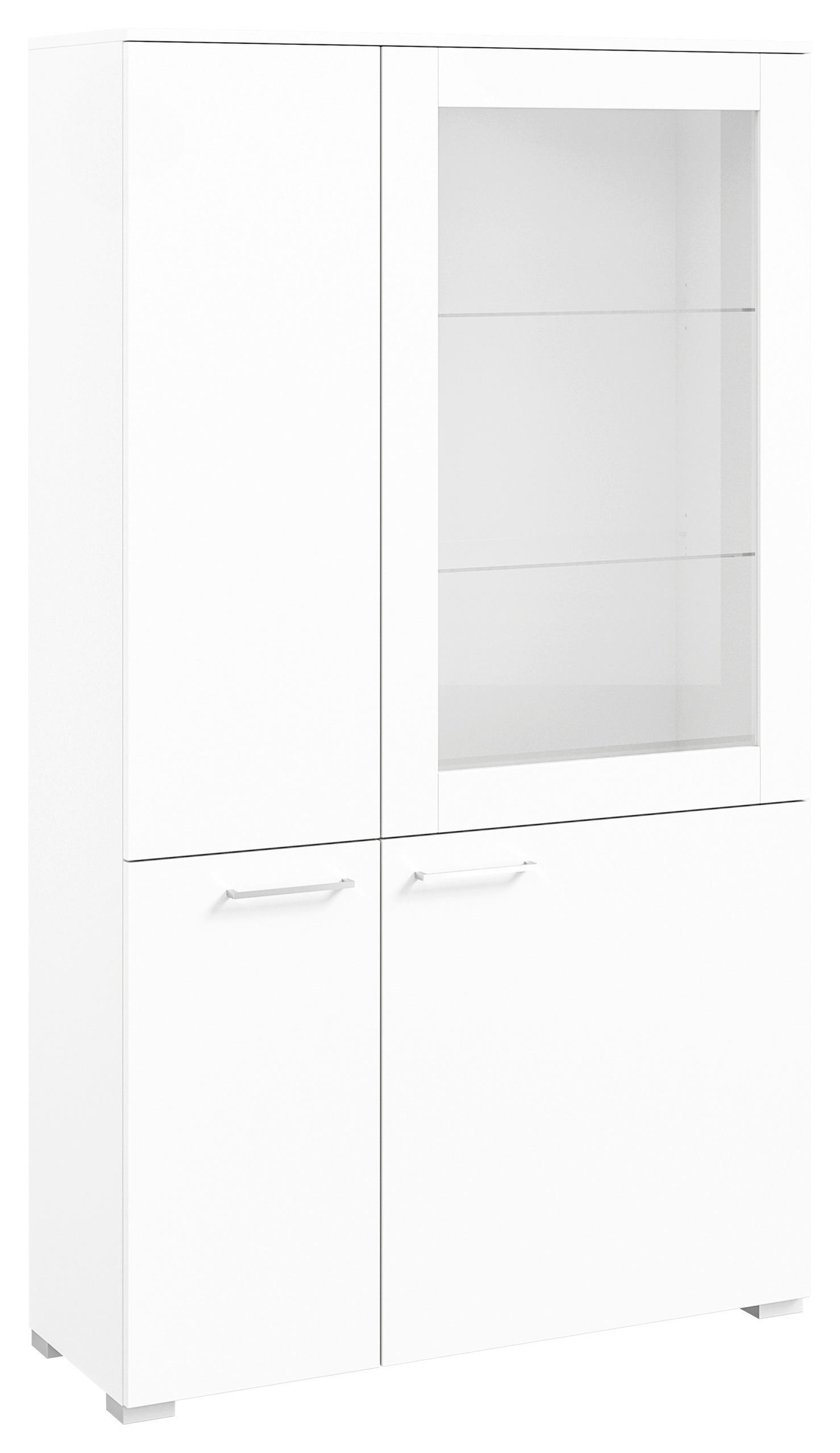 VITRINEWeiss  - Weiss/Edelstahlfarben, Design, Glas/Holzwerkstoff (100/143,3/41,9cm) - Cantus