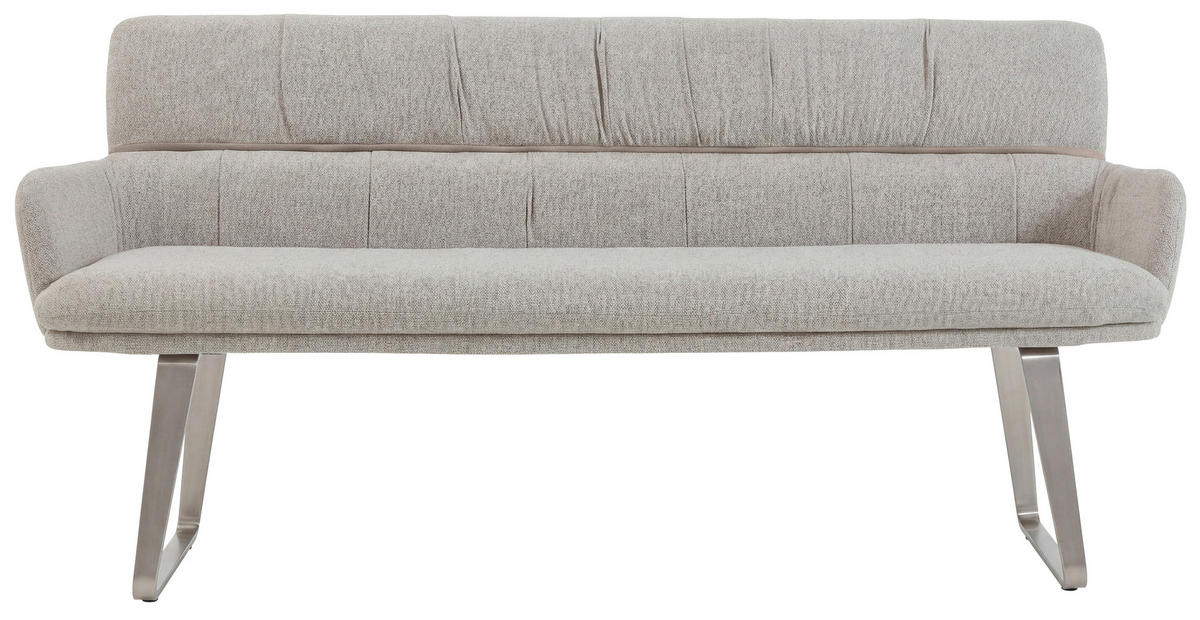 SITZBANK 200/86/68 cm Mikrofaser Naturfarben  - Silberfarben/Naturfarben, Design, Textil/Metall (200/86/68cm) - Valdera