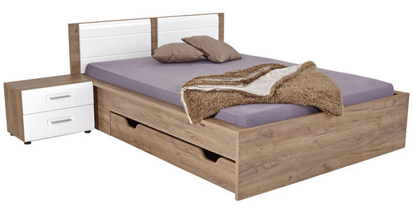 Bett Avensis New 140x200 Krafteiche Dunkel/Weiß - Eichefarben/Weiß, KONVENTIONELL, Holz (140/200cm) - Luca Bessoni