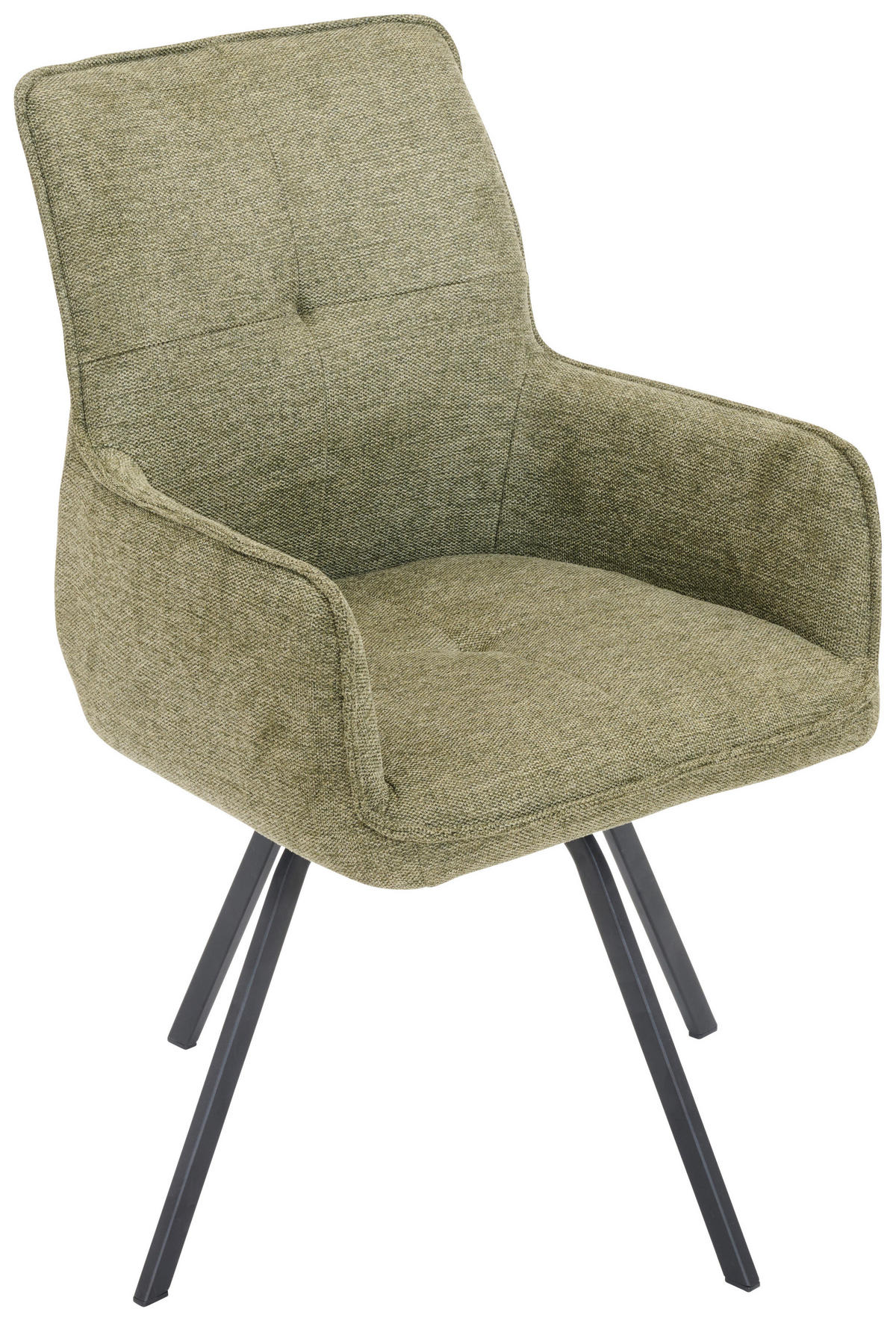 ARMLEHNSTUHL  in Stahl Chenille  - Schwarz/Grün, Design, Textil/Metall (56/89/62cm) - Welnova