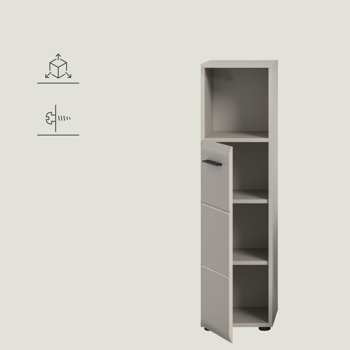 MIDISCHRANK 30/110/30 cm  - Kaschmir/Schwarz, Trend, Holzwerkstoff/Kunststoff (30/110/30cm) - MID.YOU