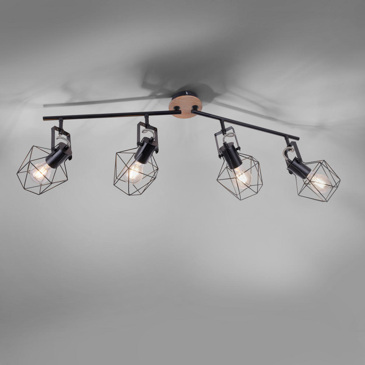 LED-DECKENLEUCHTE Jaro 110/109/30,5 cm   - Schwarz, Natur, Holz/Metall (110/109/30,5cm)